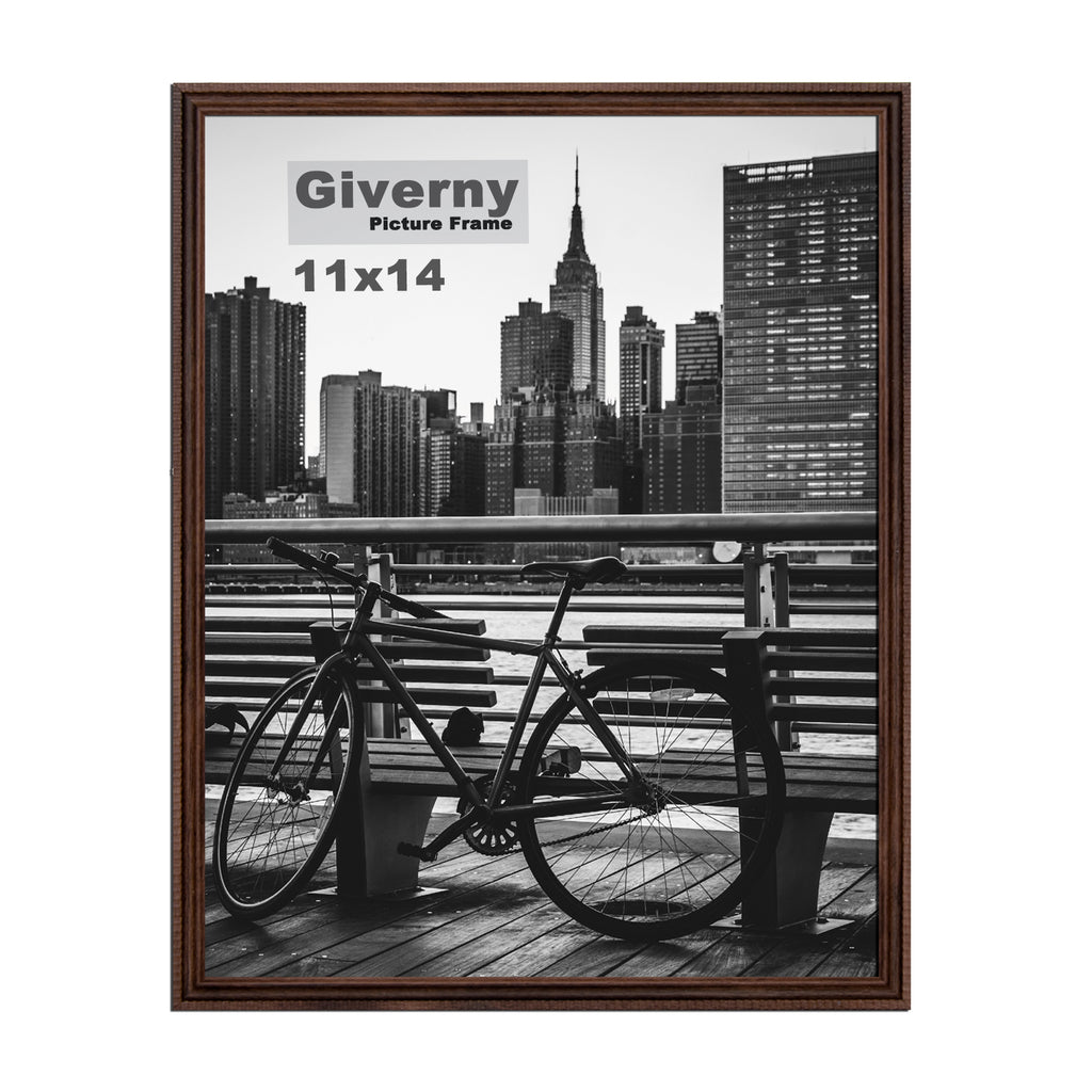 Giverny Picture Frame(11x14 Brown), Wall-Mounted or Desk Top Display, Ultra-Light Photo Frame with Plexiglass Panel for Weddings, Parties, Ceremonies, Living Rooms, Bedrooms