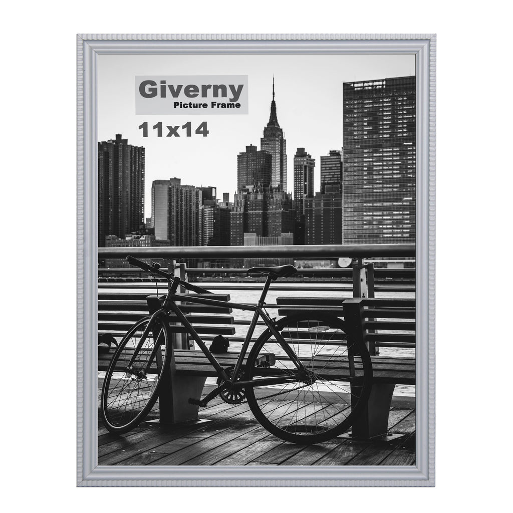 Giverny Picture Frame(11x14 Gray), Wall-Mounted or Desk Top Display, Ultra-Light Photo Frame with Plexiglass Panel for Weddings, Parties, Ceremonies, Living Rooms, Bedrooms