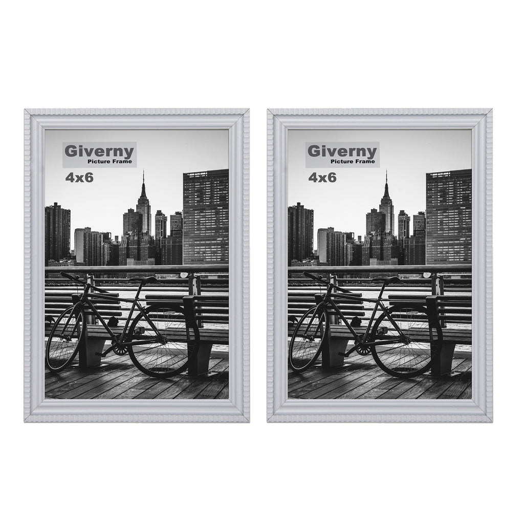 Giverny Picture Frame(4x6 Gray), 2-Pack Wall-Mounted or Desk Top Display, Ultra-Light Photo Frame with Plexiglass Panel for Weddings, Parties, Ceremonies, Living Rooms, Bedrooms