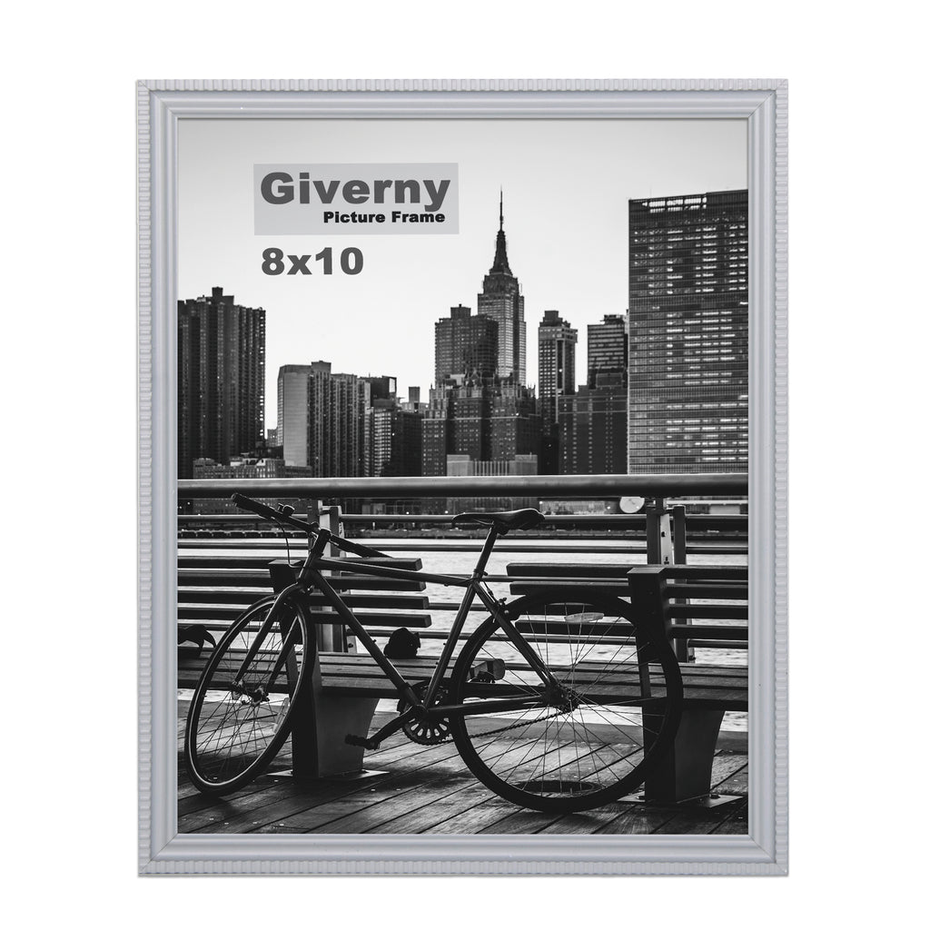 Giverny Picture Frame(8x10 Gray), Wall-Mounted or Desk Top Display, Ultra-Light Photo Frame with Plexiglass Panel for Weddings, Parties, Ceremonies, Living Rooms, Bedrooms