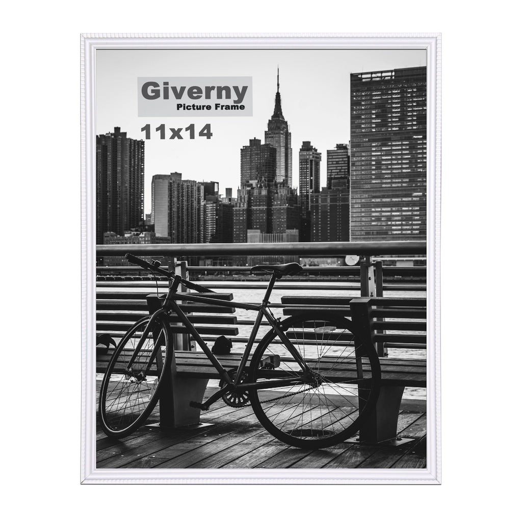 Giverny Picture Frame(11x14 White), Wall-Mounted or Desk Top Display, Ultra-Light Photo Frame with Plexiglass Panel for Weddings, Parties, Ceremonies, Living Rooms, Bedrooms