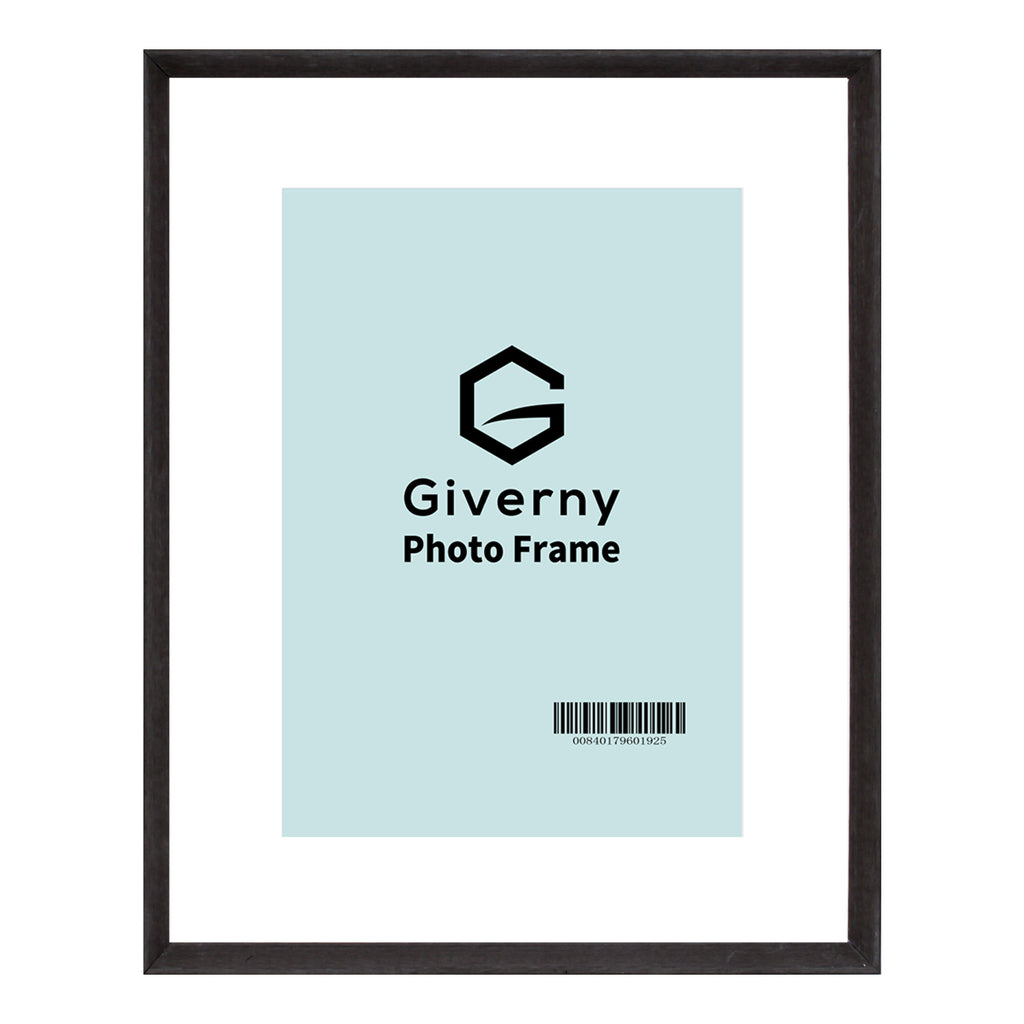 Giverny 11x14 Photo Picture Frames or 8x10 with Mat, Rustic Dark Grey Photo Frames, Tabletop or Wall Mounting Display for Home & Office Decor, Set of 6