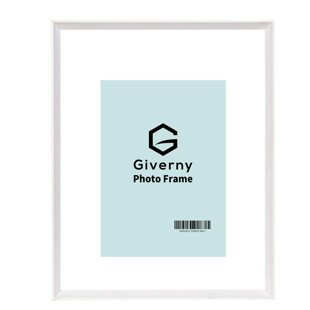 Giverny 11x14 Photo Picture Frames or 8x10 with Mat, Rustic White Photo Frames, Tabletop or Wall Mounting Display for Home & Office Decor, Set of 6