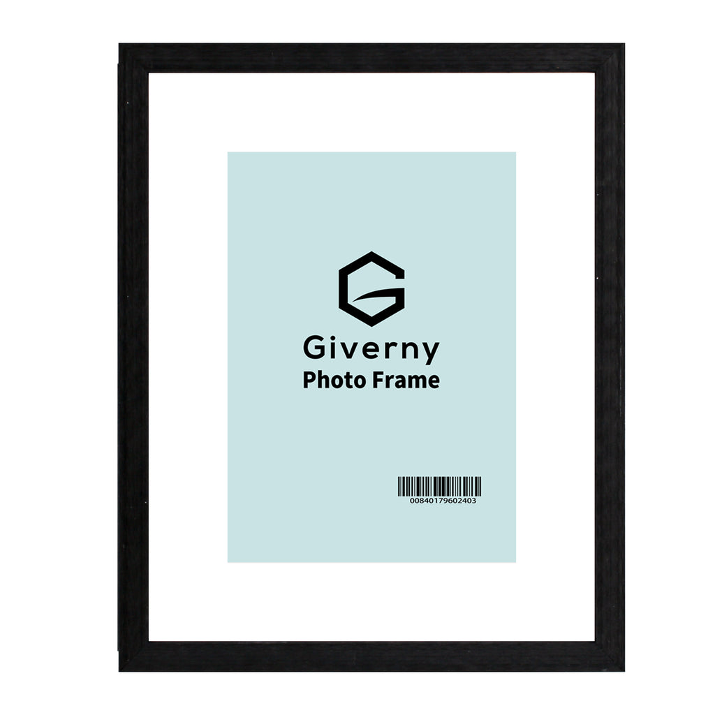 Giverny 11x14 Photo Picture Frames or 8x10 with Mat, Dark Grey Wood Textured Photo Frames for Wall Decor, Tabletop or Wall Mounting Display, Set of 4