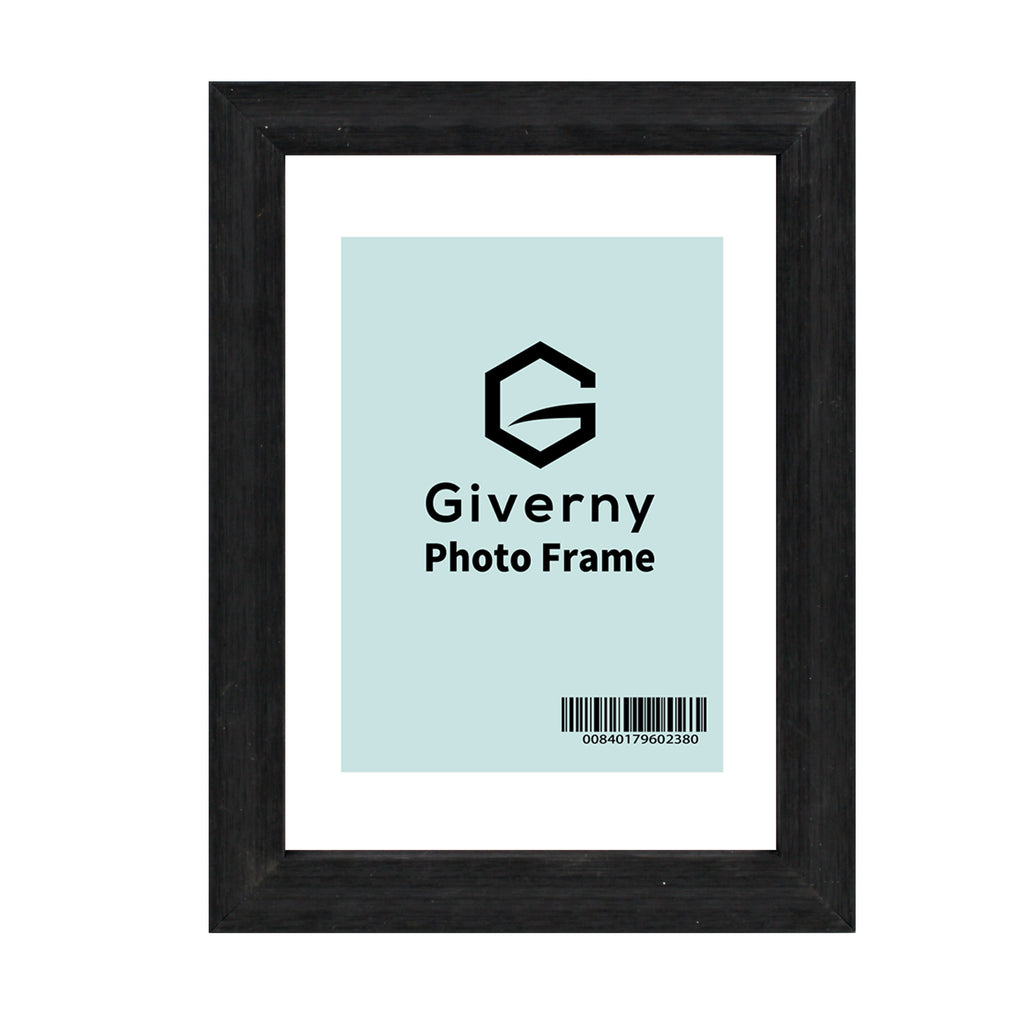 Giverny 5x7 Photo Picture Frames or 4x6 with Mat, Dark Grey Wood Textured Photo Frames for Wall Decor, Tabletop or Wall Mounting Display, Set of 6