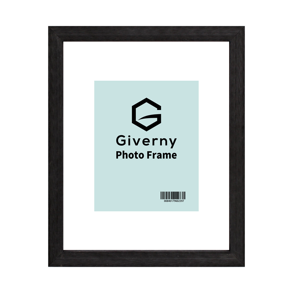 Giverny 8x10 Photo Picture Frames or 5x7 with Mat, Dark Grey Wood Textured Photo Frames for Wall Decor, Tabletop or Wall Mounting Display, Set of 6