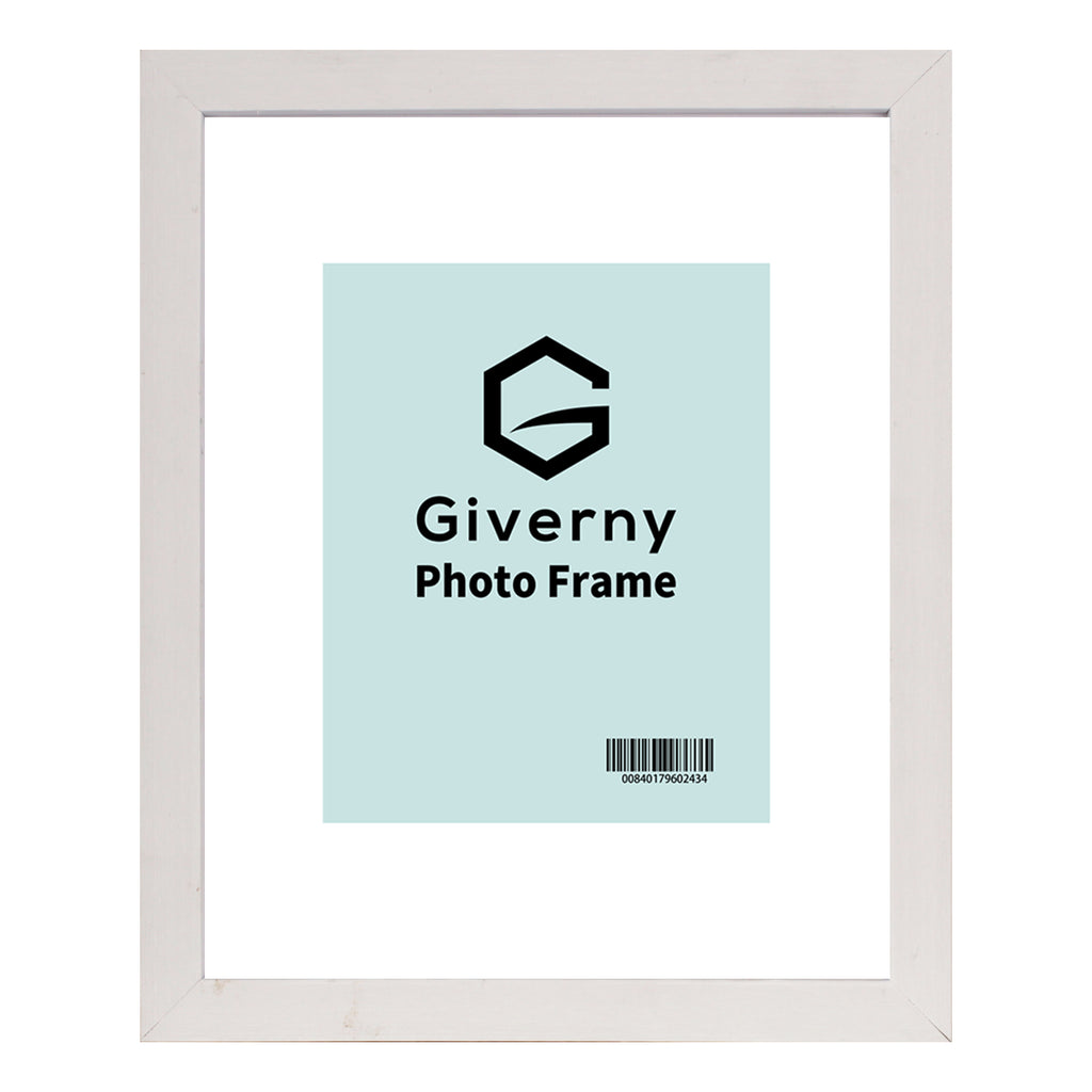 Giverny 8x10 Photo Picture Frames or 5x7 with Mat, White Wood Textured Photo Frames for Wall Decor, Tabletop or Wall Mounting Display, Set of 6