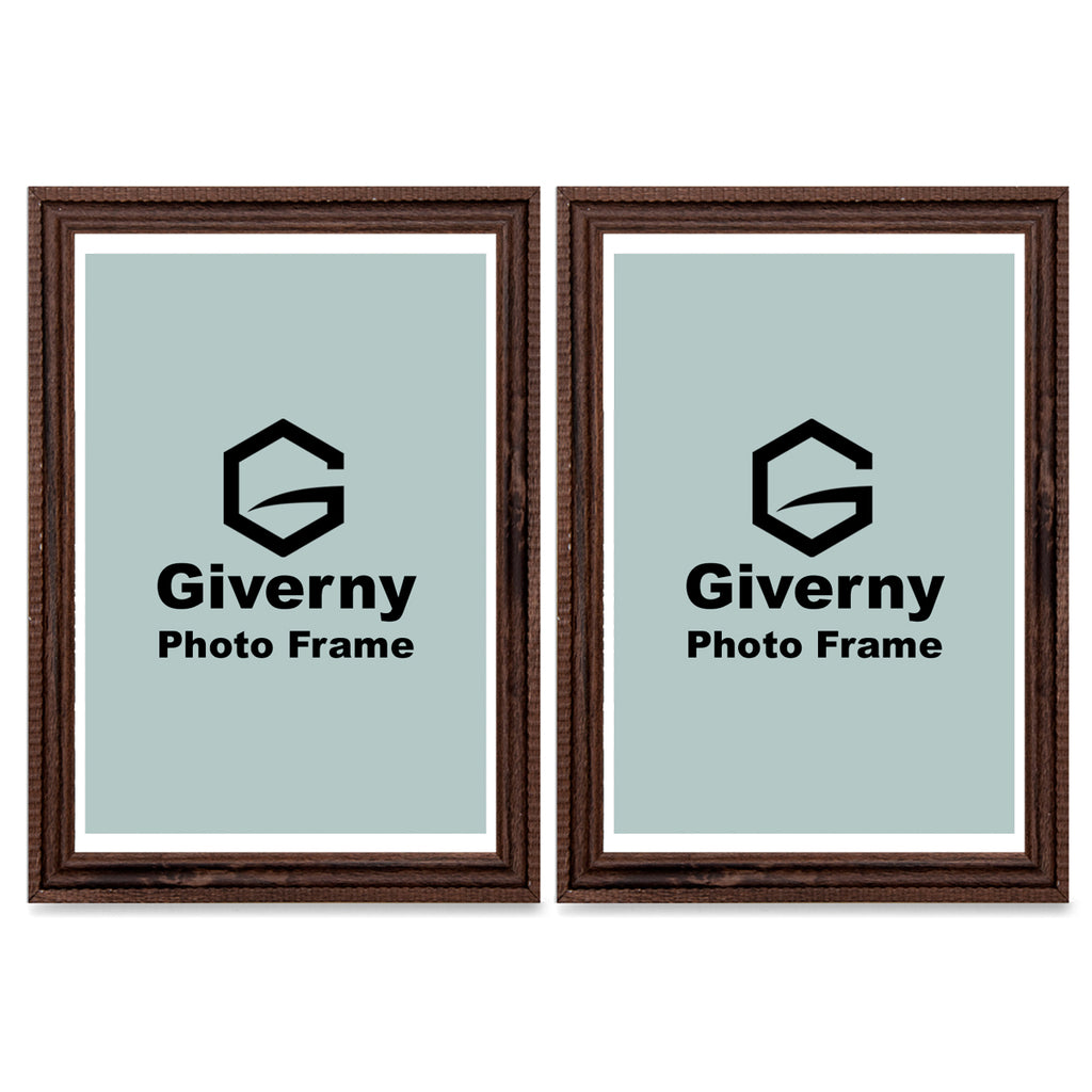 Giverny Picture Frame(4x6 Brown), 2-Pack Wall-Mounted or Desk Top Display, Ultra-Light Photo Frame with Plexiglass Panel for Weddings, Parties, Ceremonies, Living Rooms, Bedrooms